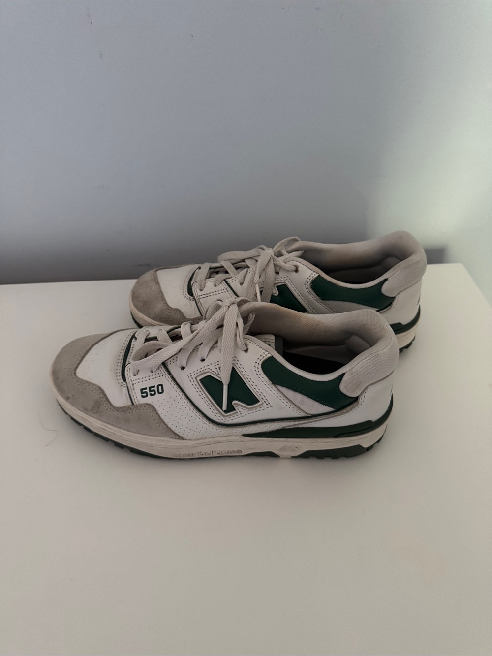 New Balance 550 White and Green Low-Top Sneakers